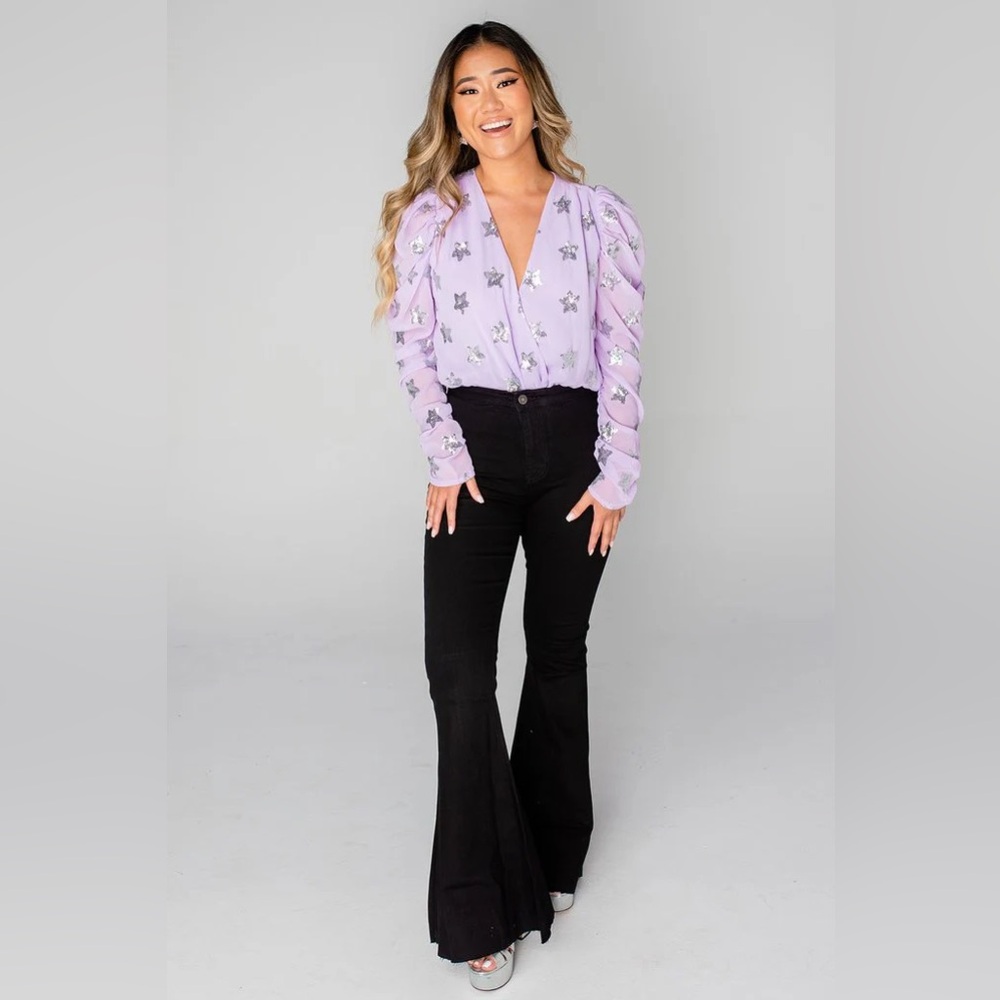 Joan Star Bodysuit Lavender Blouse By Buddy Love